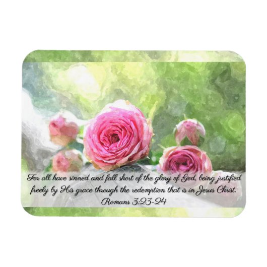 水彩画のバラのロマンの3:23及び24の磁石 マグネット (横)