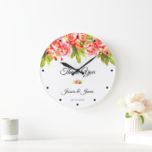 水彩画のバラの整理は感謝していしています ラージ壁時計 (ホーム)