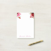 水彩画のバラの花の手書きの名前の文字 ポストイット (デスク上)