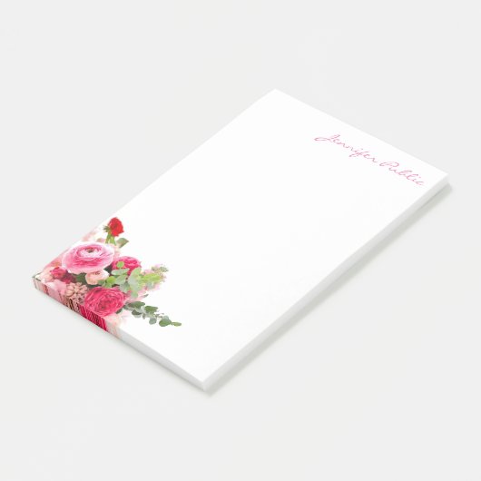 水彩画のバラ手の原稿のモダンのテンプレート ポストイット (アングル)