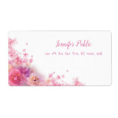 水彩画のバラ花手の原稿のシックな船積み ラベル (正面)