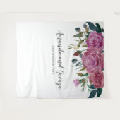 水彩画のバラ ウェディングバックドロップ 花 タペストリー (正面(横))