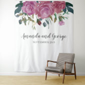 水彩画のバラ ウェディングバックドロップ 花 タペストリー (インサイチュ)