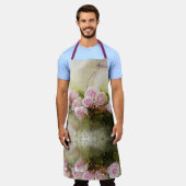 水彩画のバラ エプロン (着用した状態)