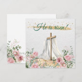 水彩画のバラ ユーカリ 復活のキリスト イースター クリスチャン シーズンカード (正面/裏面)