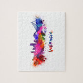 水彩画のバレンシアのスカイライン ジグソーパズル (縦)