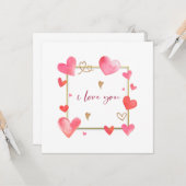 水彩画のバレンタインデー・記念日カード カード (正面/裏面インサイチュ)