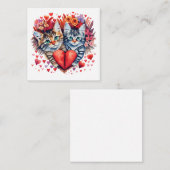 水彩画のバレンタイン猫たち 愛 ノートカード (正面/裏面)