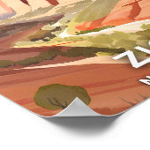 水彩画のバレー Zion National Park ポスター (角)
