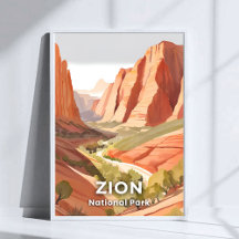 水彩画のバレー Zion National Park