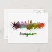 水彩画のバンガロールスカイライン ポストカード (正面/裏面)