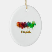 水彩画のバンコクのスカイライン セラミックオーナメント (右)