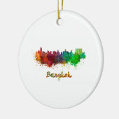 水彩画のバンコクのスカイライン セラミックオーナメント (左)