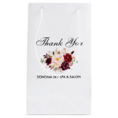 水彩画のバーガンディのエレガントな花柄は感謝していしています スモールペーパーバッグ (正面)