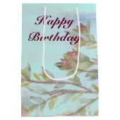 水彩画のバーガンディーアートパッター ミディアムペーパーバッグ (裏面)