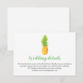 水彩画のパイナップルの結婚式の詳細 招待状 (正面/裏面)