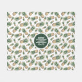 水彩画のパイナップルパターン フリースブランケット (正面(横))