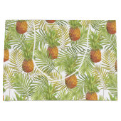 水彩画のパイナップルパターン ラージペーパーバッグ (正面)