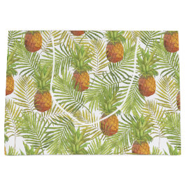 水彩画のパイナップルパターン ラージペーパーバッグ