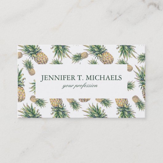水彩画のパイナップルパターン 名刺 (正面)
