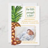 水彩画のパイナップル写真の誕生の発表 案内状 (正面)