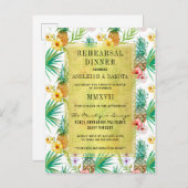 水彩画のパイナップル及びハイビスカスのリハーサルの夕食 インビテーションポストカード (正面/裏面)