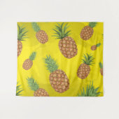 水彩画のパイナップル模様3 タペストリー (正面(横))