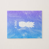 水彩画のパイナップル-紫色か青 ジグソーパズル (横)