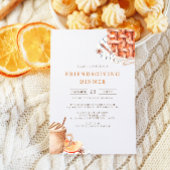 水彩画のパンプキンパイのフレンドズギビングディナー 招待状