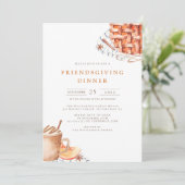 水彩画のパンプキンパイ フレンズギビングディナー 招待状 (スタンド正面)