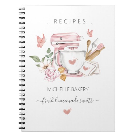 水彩画のパン屋さんのスタンドミキサー レシピ ノートブック (正面)