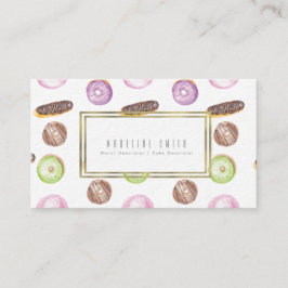水彩画のパン屋ドーナツケーキの装飾者 名刺
