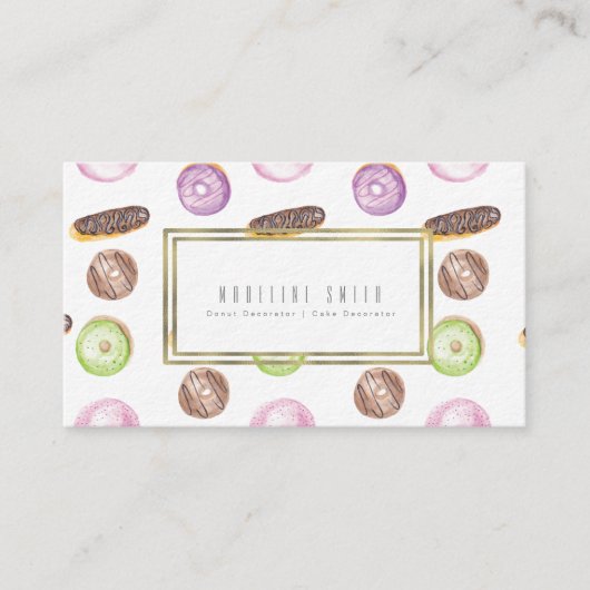 水彩画のパン屋ドーナツケーキの装飾者 名刺 (正面)
