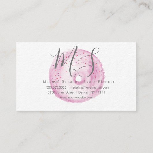 水彩画のパン屋ドーナツケーキの装飾者 名刺 (裏面)