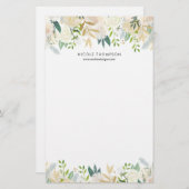 水彩画のパーソナライズな淡い色のなシャクヤクの金ゴールドのアクセント 便箋 (正面/裏面)