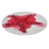 水彩画のヒトデ カッティングボード (角)