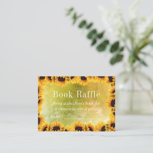 水彩画のヒマワリのベビーの本のラッフルのチケット エンクロージャーカード (スタンド正面)