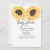 水彩画のヒマワリの中立性のベビーシャワー 招待状 (正面)
