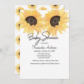 水彩画のヒマワリの中立性のベビーシャワー 招待状 (正面/裏面)