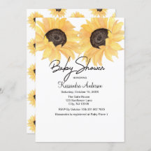 水彩画のヒマワリの中立性のベビーシャワー