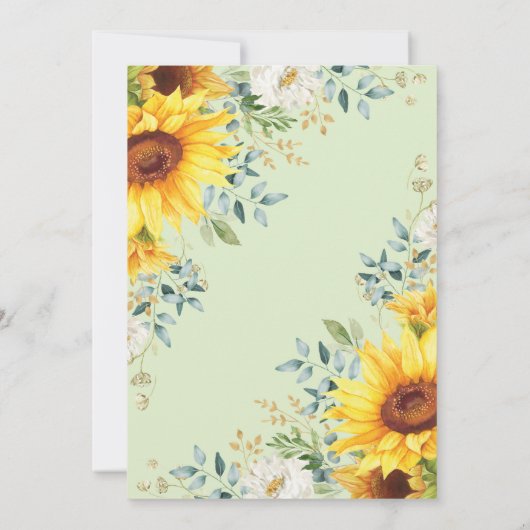 水彩画のヒマワリの第3誕生日の夏の花柄 招待状 (裏面)
