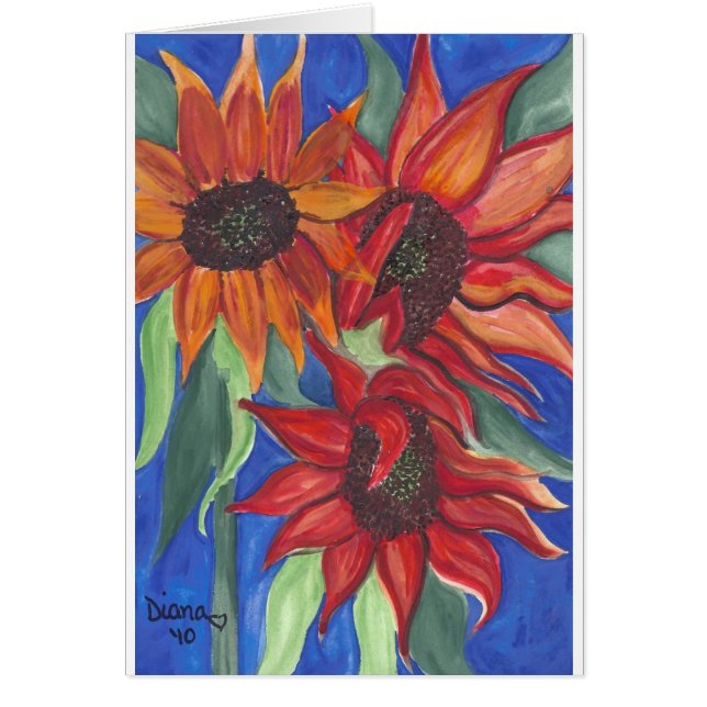 水彩画のヒマワリ (正面)