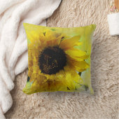水彩画のヒマワリ クッション (ブランケット)