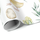 水彩画のヒヤシンスとウズラの卵 ヴィンテージ イースター ラッピングペーパー (ロールコーナー)