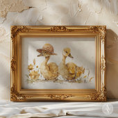 水彩画のヒヨコの絵 ファーム動物 ポスター