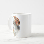 水彩画のビーグル犬の肖像画 コーヒーマグカップ (正面左)