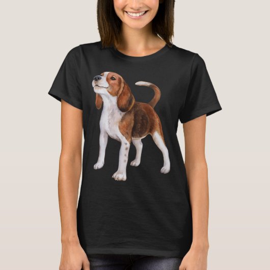 水彩画のビーグル Tシャツ (正面)