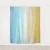 水彩画のビーチと海の風景 タペストリー (正面)