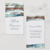 水彩画のビーチのしぶきのモダンな熱帯海 名刺 (正面/裏面)