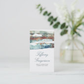 水彩画のビーチのしぶきのモダンな熱帯海 名刺 (スタンド正面)